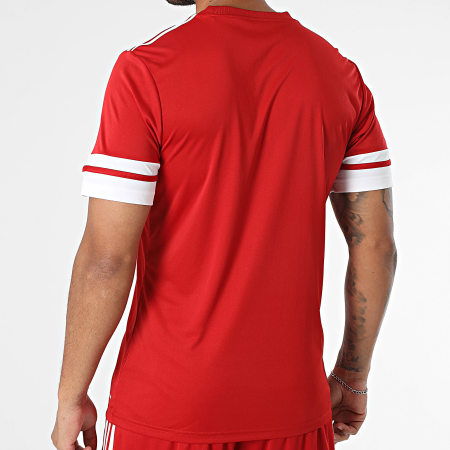 Adidas Sportswear - Ensemble Tee Shirt Et Short Jogging A Bandes SQUA25 Jersey JE2601 JE7745 Rouge Blanc